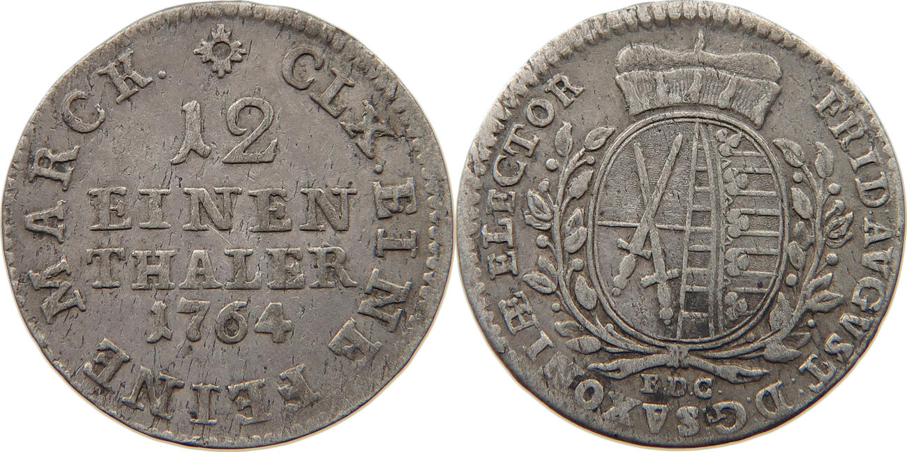 SACHSEN ALBERTINISCHE LINIE 1/12 TALER 1764 Friedrich August III