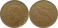 NEW ZEALAND PENNY 1947 George VI. (1936-1952) SS 4.69 US$  +  8.20 US$ shipping