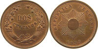 PERU 2 CENTAVOS RED LUSTRE -