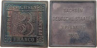 MEDAILLE  SACHSEN 3 PFENNIG 1850 SACHSEN STAMP 999 SILBER PROOF