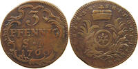 3 PFENNIG 1760 MAINZ ERZBISTUM Johann Friedrich Karl Graf von Ostein 1743-1763 SS