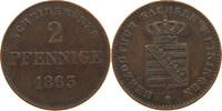 SACHSEN MEININGEN 2 PFENNIG Bernhard Erich Freund 1803-1866. -