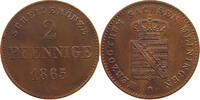 SACHSEN MEININGEN 2 PFENNIG Bernhard Erich Freund 1803-1866. -
