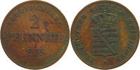 SACHSEN MEININGEN 2 PFENNIG Bernhard Erich Freund 1803-1866. -