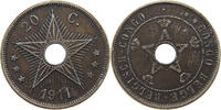 CONGO BELGIAN 20 CENTIMES ALBERT I. 1909-1934 -