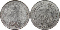Straits Settlements 50 Cents Zeitgenossische Fälschung Nicht Silber -
