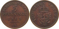 BRANDENBURG PREUßEN 3 PFENNIG Wilhelm I. 1861-1888 -