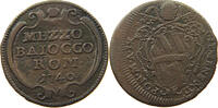 PAPAL STATES 1/2 BAIOCCO ROM OFF-CENTER CLEMENS XII. -