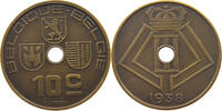 BELGIUM 10 CENTIMES 10 CENTIMES 1938 JESPERS PATTERN MATTE BRONZE RARE -