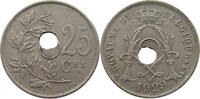 BELGIUM 25 CENTIMES OFF-CENTER HOLE -
