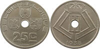 BELGIUM 25 CENTIMES MINTING ERROR 25 CENTIMES 1938 90° DIE ROTATION RIGHT -