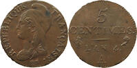 FRANCE 5 CENTIMES 5 CENTIMES 4 A HEAD SILHOUETTE ON REVERS MINTING ERROR -