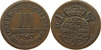 Paderborn Bistum 3 Pfennig Clemens August von Bayern 1719-1761 -