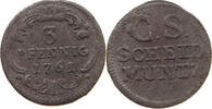 SACHSEN 3 PFENNIG Kurfürst Friedrich August II. (1733-1763) -
