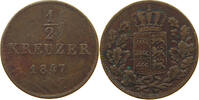 WÜRTTEMBERG 1/2 KREUZER 1847 Wilhelm I. (1816-1864) S 8.21 US$  +  8.20 US$ shipping