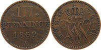 3 PFENNIG 1862 MECKLENBURG STRELITZ FRIEDRICH WILHELM (1860-1904) SS