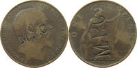 GREAT BRITAIN PENNY Edward VII., 1901 - 1910 COUNTERMARKED M.R. CO -