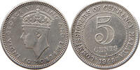 MALAYSIA 5 CENTS George VI. (1936-1952) ERROR LEFT OF DATE -