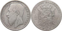 BELGIUM 2 FRANCS Leopold II. 1865-1909 -