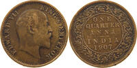 INDIA BRITISH 1/4 ANNA Edward VII., 1901 - 1910 -