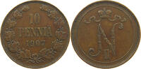 FINLAND Nikolaus II. (1894-1917) 10 PENNIÄ 1907 SS
