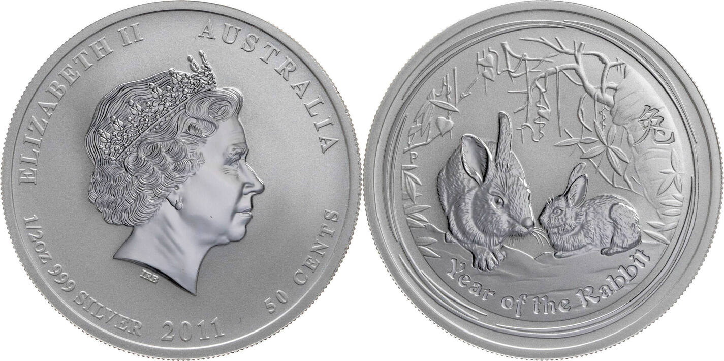 Australien 50 Cents 2011 P Lunar Year Series II - Year of the Rabbit BU ...