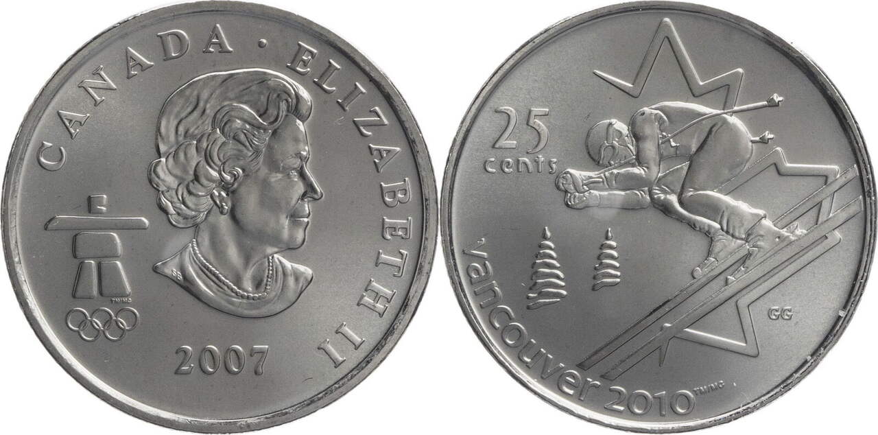 1 доллар 25 центов в рублях. 25 Центов 2007 Vancouver 2010. Монета Canada Elizabeth 2 2010. Ванкувер пруф. 20 Центов 2007 ЮАР.