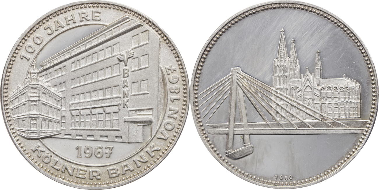 Medaille 1967 Koln 100 Jahre Kolner Bank Proof Beruhrt Ma Shops
