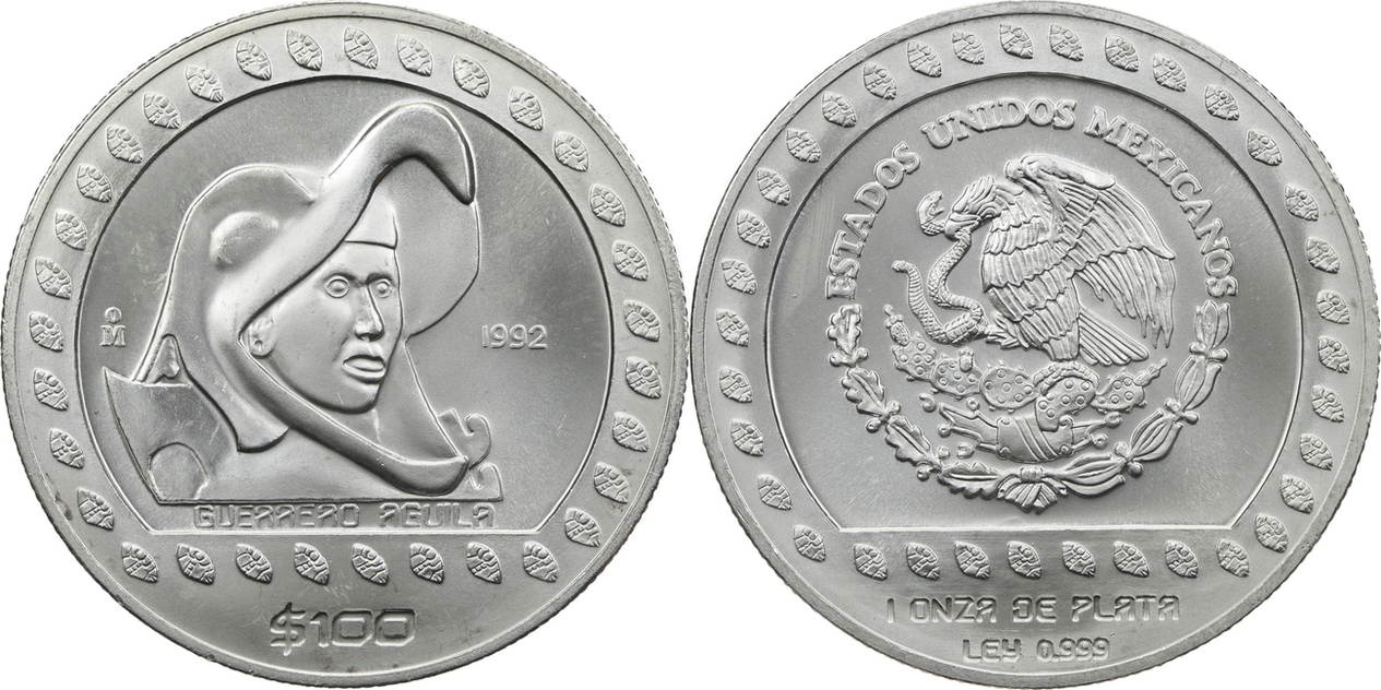 Mexiko 100 Peso 1992 Guerrero Aguila EF | MA-Shops