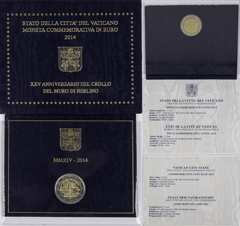 Vatikan 2 euro 2014 r 25th anniversary of the fall of the berlin wall