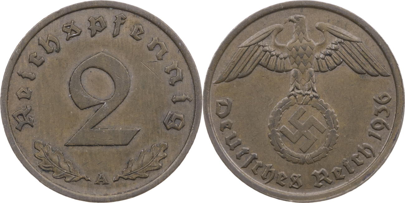 Монеты третьего. Reichspfennig 1939 2. 2 Пфеннигов Германия 1939а. Третий Рейх монеты пфенниг. Рейх 2 пфеннига 1937.