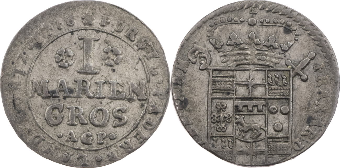 1 Mariengroschen 1716 Agp Paderborn Bistum Franz Arnold Von Metternich 1704 1718 Ex Slg Kardinal Meisner Vf Ma Shops