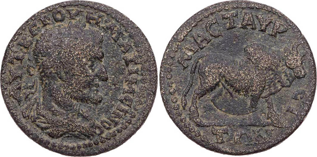 Lydien Ae Assarion 235 238 N Chr Maustaura Maximinus Thrax Buste Zebu R F Vf Dunkelbraune Patina Ma Shops