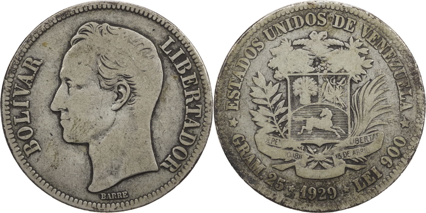 Venezulea 5 Bolivares 1929 F | MA-Shops