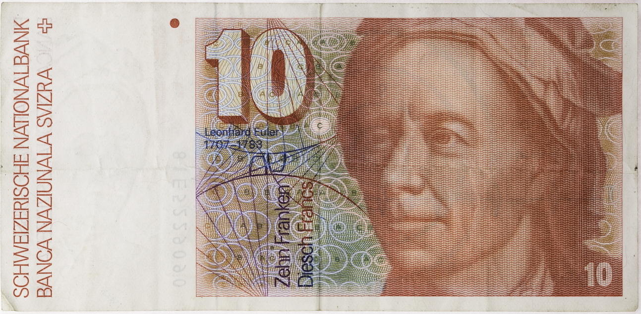 Schweiz 10 Franken O J 6 Serie 1976 19 Leonhard Euler 1707 17 Gebraucht Knickspuren Ma Shops