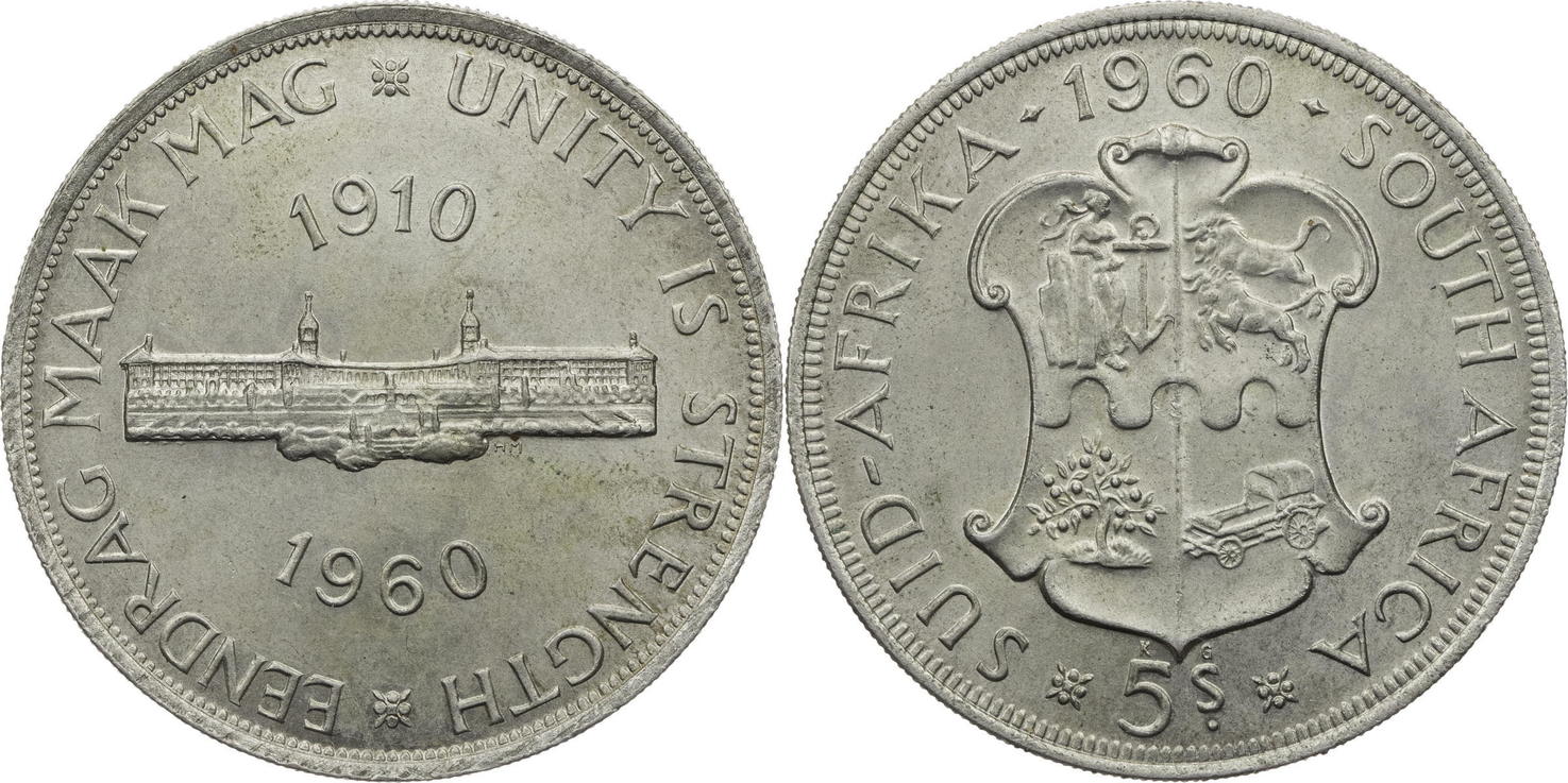 S dafrika 5 Shillings 1960 Elizabeth II 1952 50th Anniversary