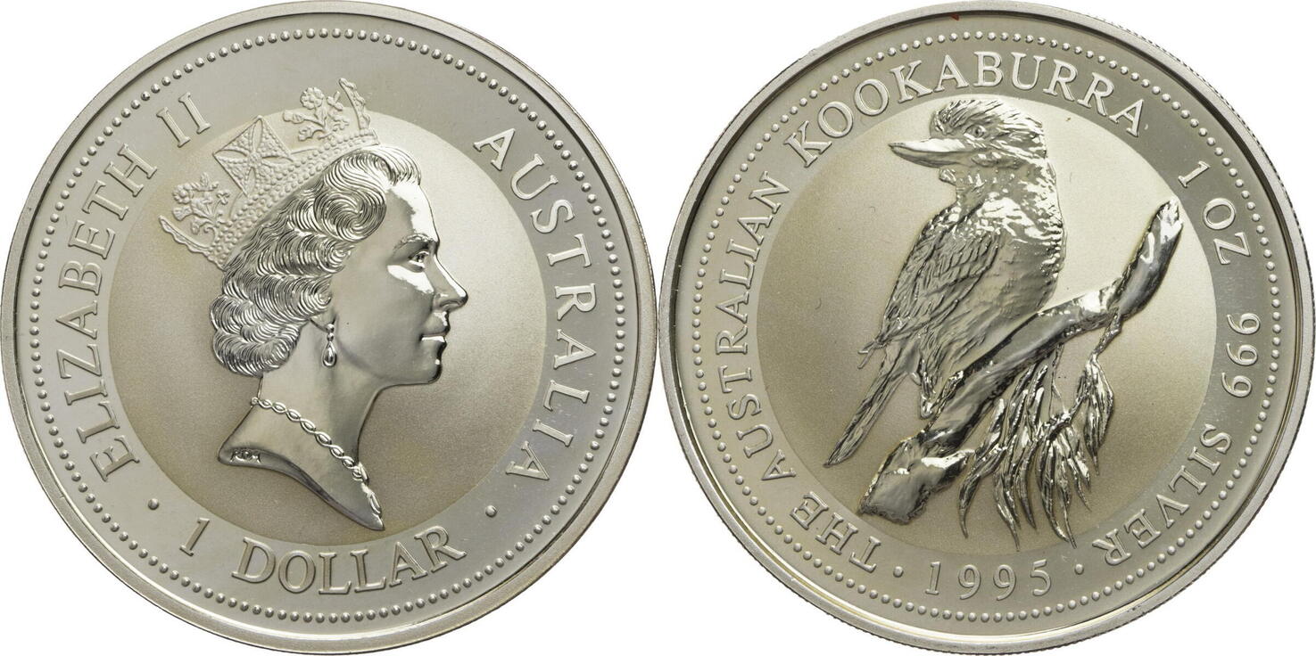 Australien 1 Dollar 1995 Elizabeth II. - Kookaburra BU / BU (in Kapsel ...