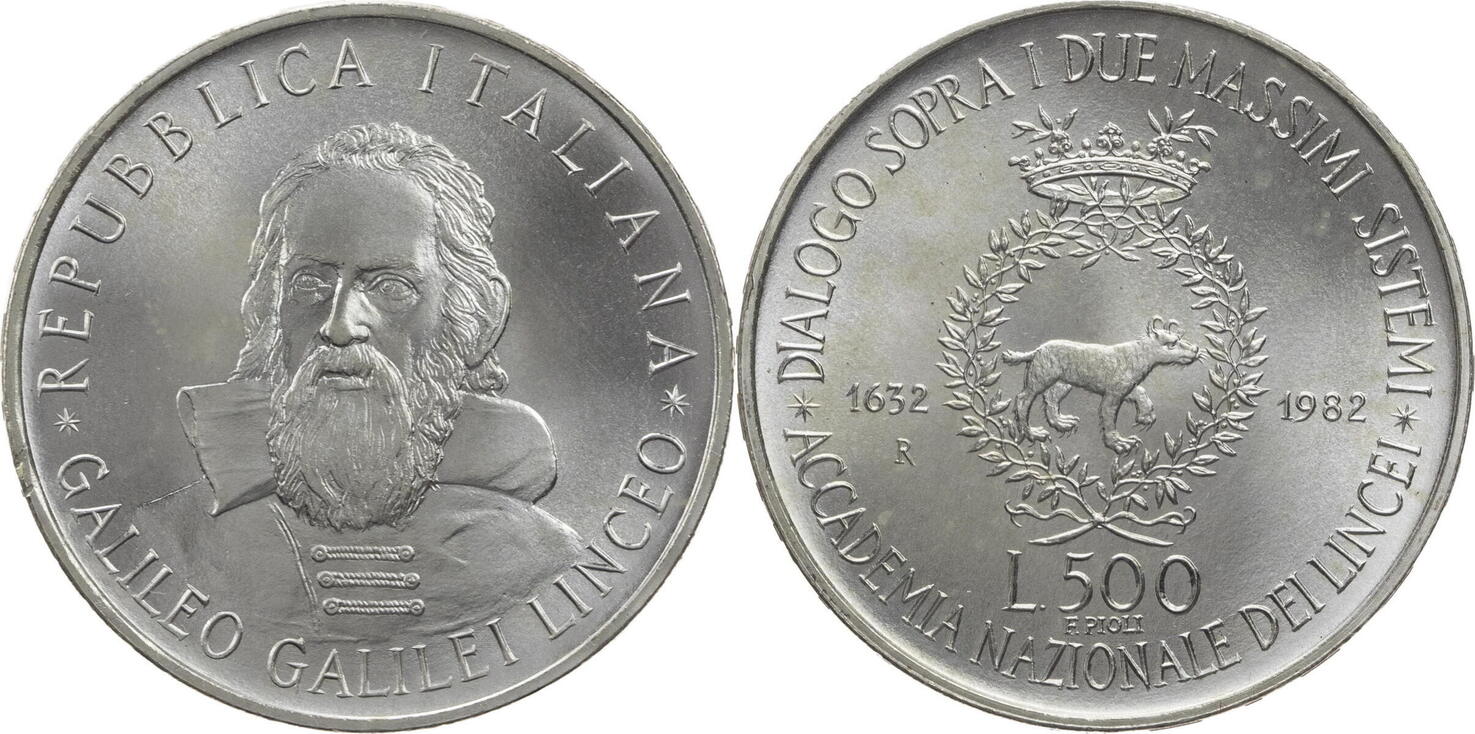 Italien 500 Lire 1982 R Galileo Galilei BU (MS65-70) (gekapselt