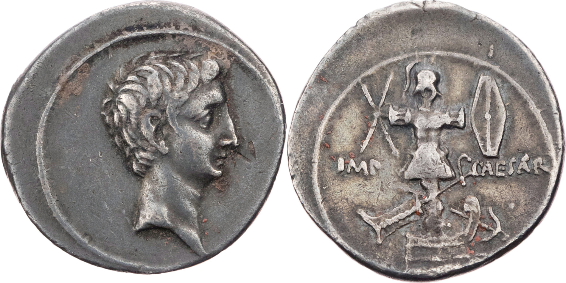 Imperatorische Prägung Denar 30-29 v. Chr. Octavian, Kopf ...