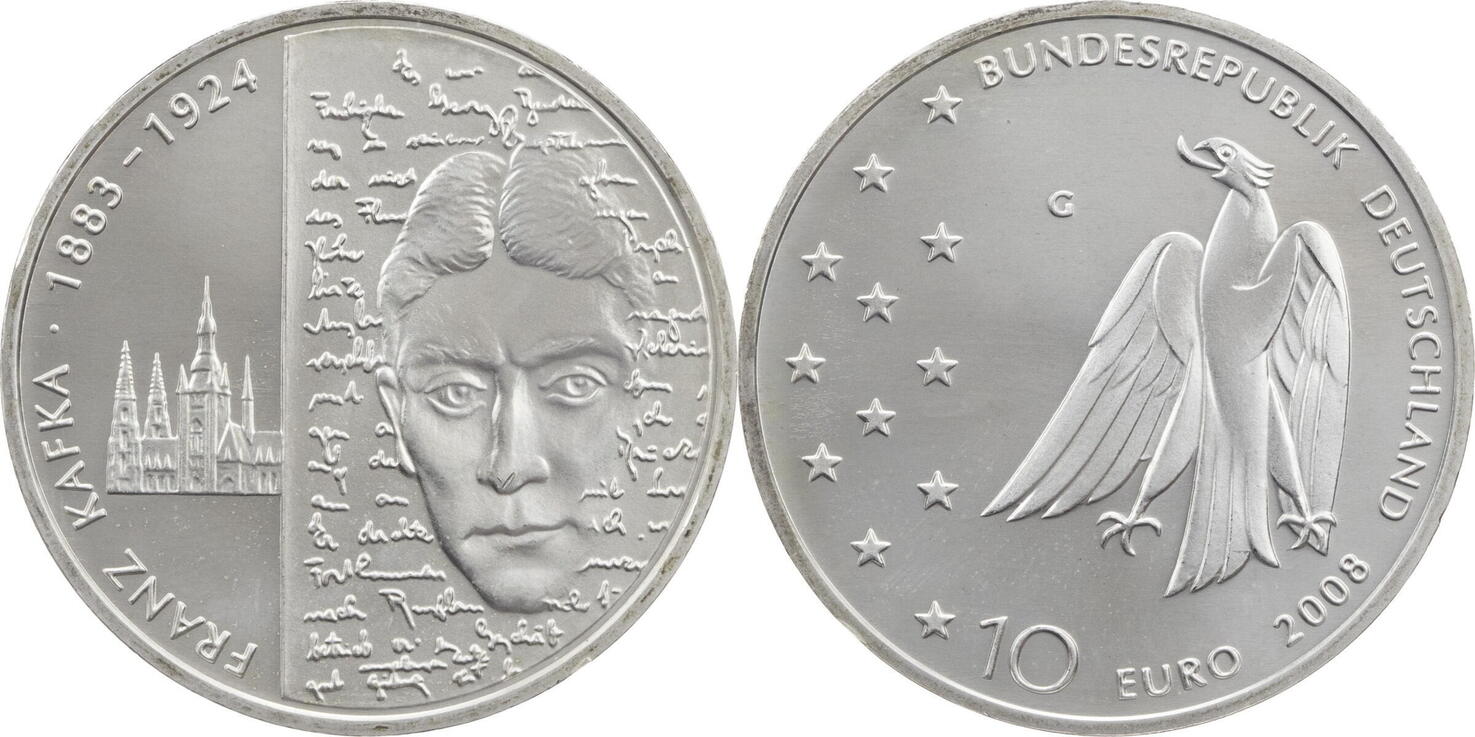 10 Euro Münze Franz Kafka 2008 Wert Bundesrepublik Deutschland 10 Euro 2008 G Zum 125. Geburtstag Franz
