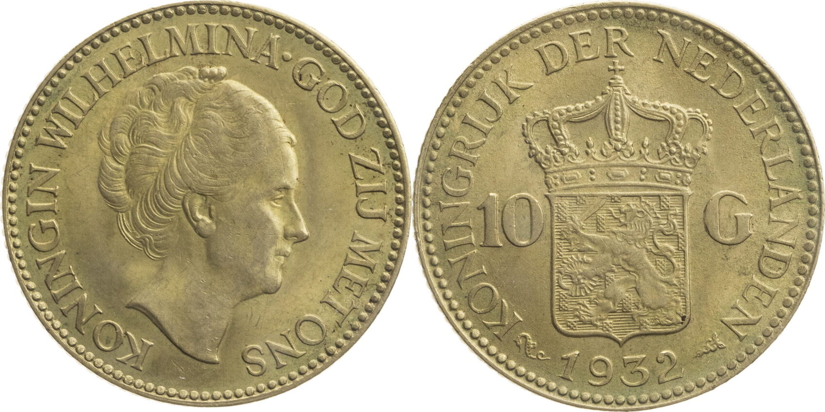 Niederlande 10 Gulden 1932 Wilhelmina (1890-1948) - Kursmünze (1925 ...