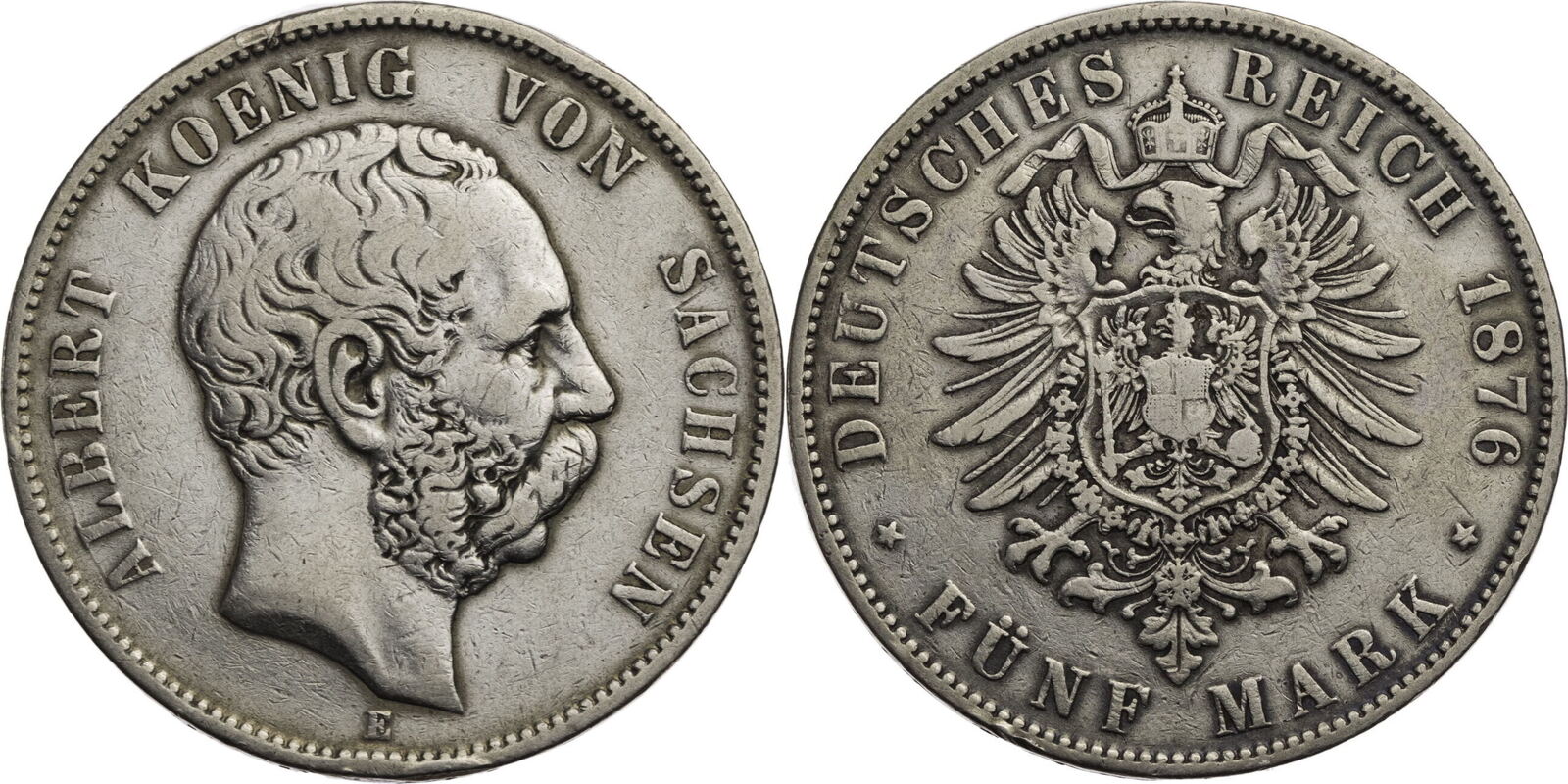 Kaiserreich, Sachsen 5 Mark 1876 E Albert (1873-1902) - Kursmünze (1875 ...