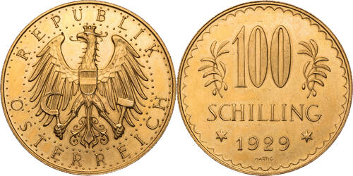 Österreich 100 Schilling 1929 Kursmünze (1926-1934) UNC-, Kratzer