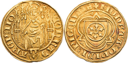 Mainz, Erzbistum Goldgulden o.J. (1394/1395) Konrad von Weinsberg (1390-1396) - Bingen VF-EF