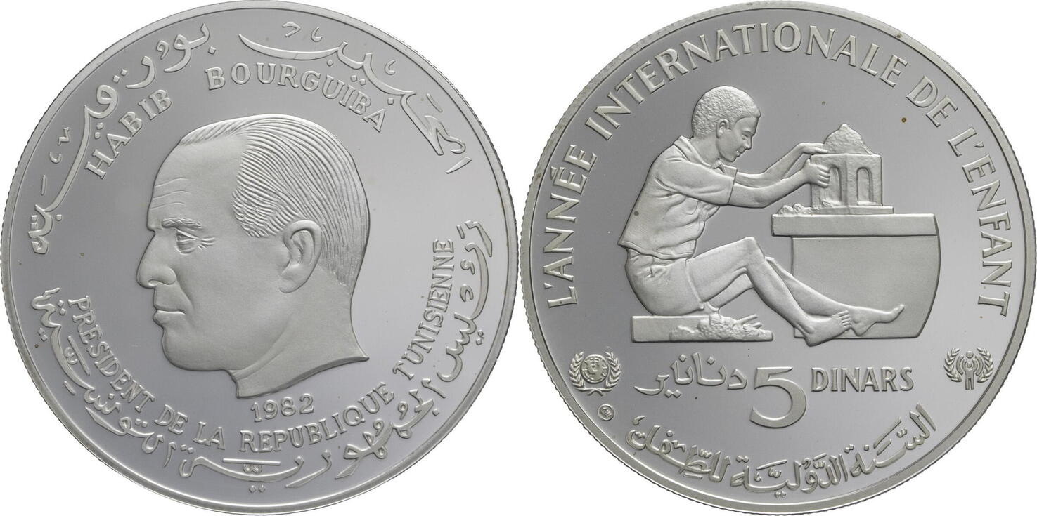 Tunesien 5 Dinars 1982 Jahr des Kindes Proof