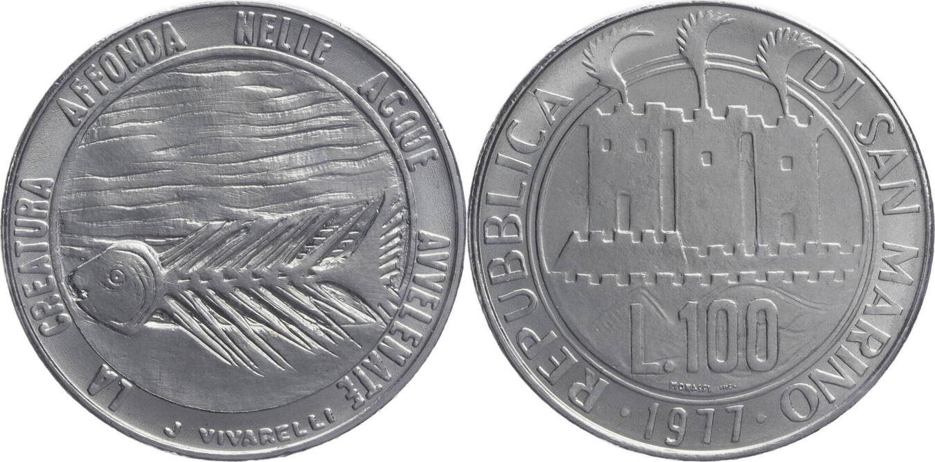 San Marino 100 Lire 1977 Fisch