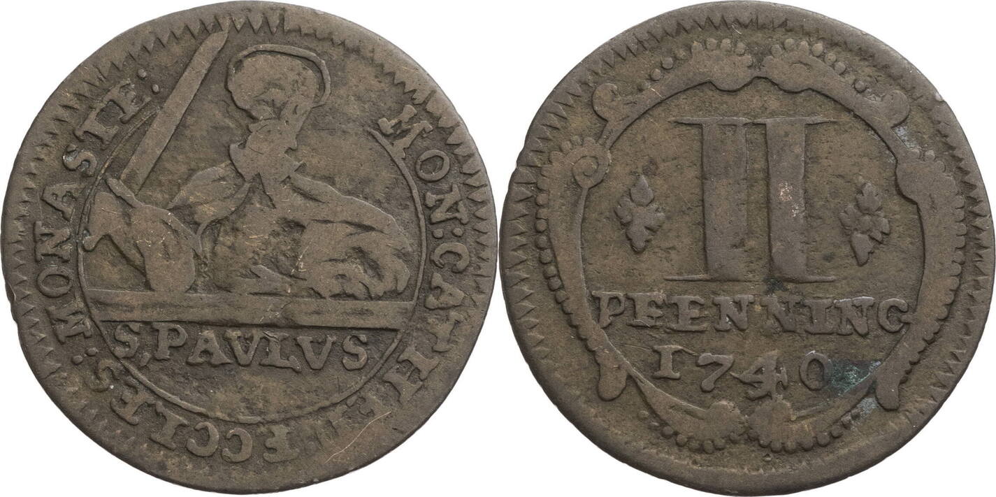 Münster, Domkapitel 2 Pfennig Kursmünze (1740) F-vf 