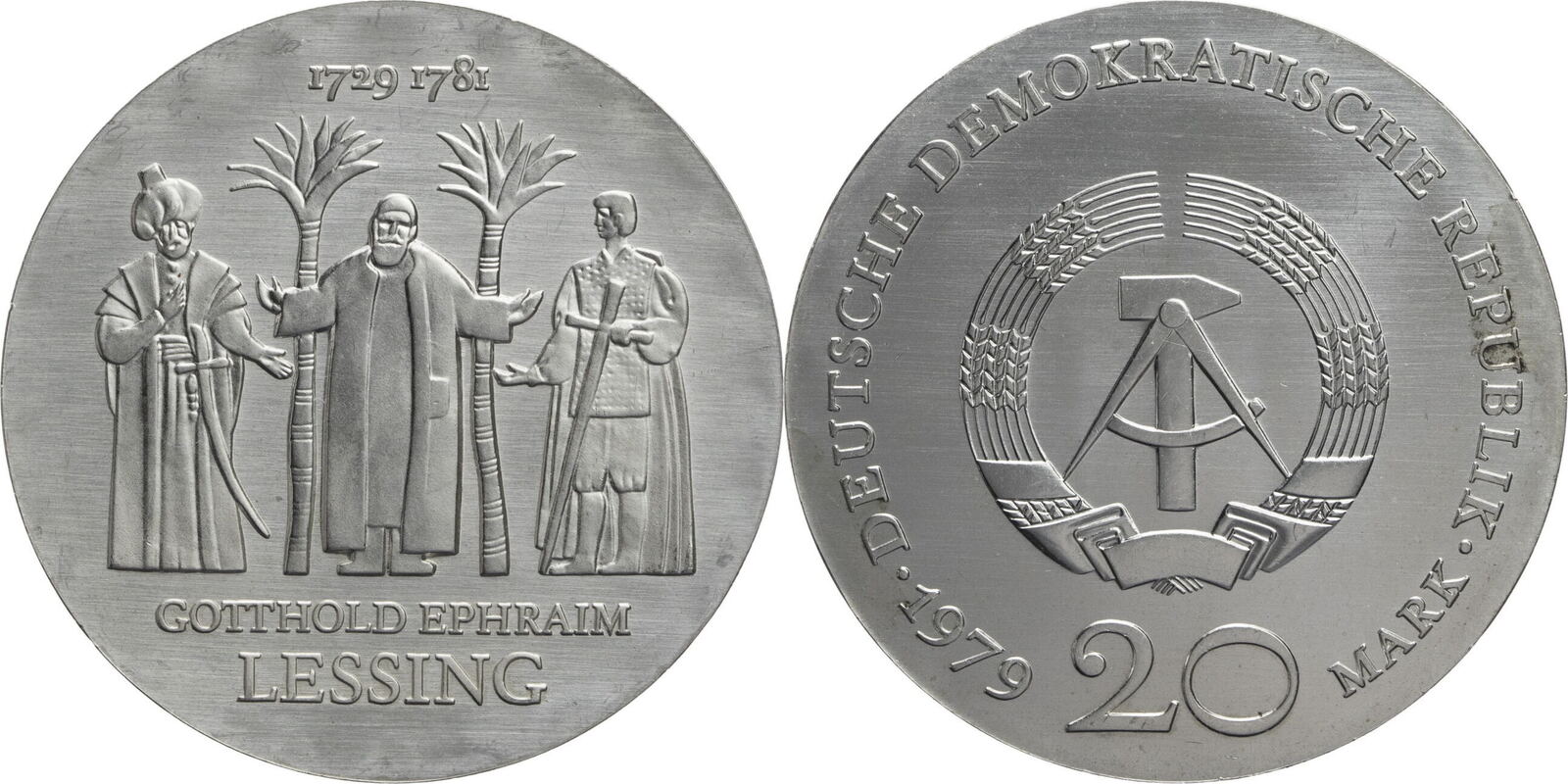 DDR 20 Mark 1979 (A) Zum 250. Geburtstag von Gotthold Ephraim Lessing ...