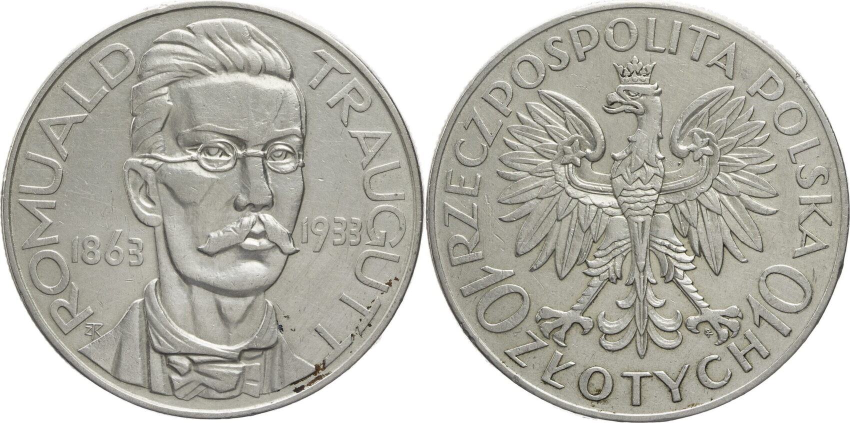 Polen 10 Zlotych Zloty 1933 Romuald Traugutt Zirkulierende 