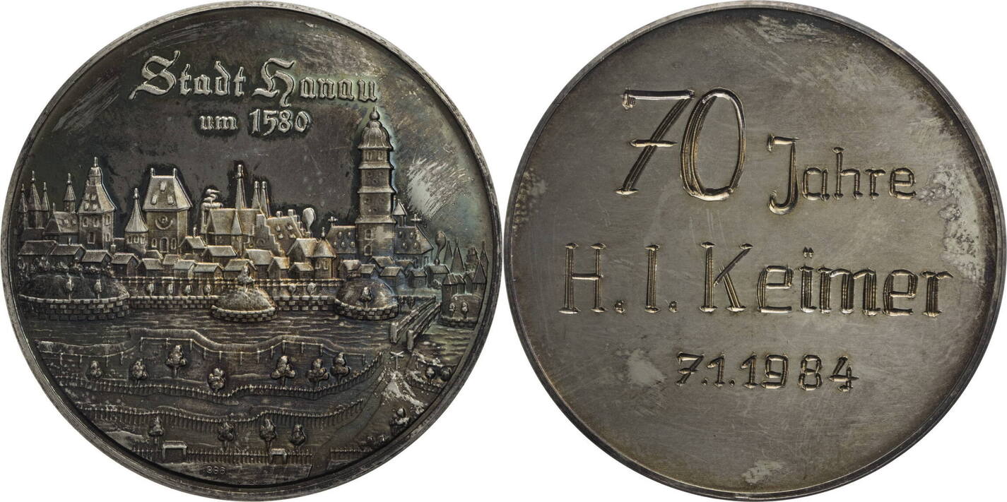 Hanau Medaille o.J. (um 1984) Auf den 70. Geburtstag von H. I. Keimer